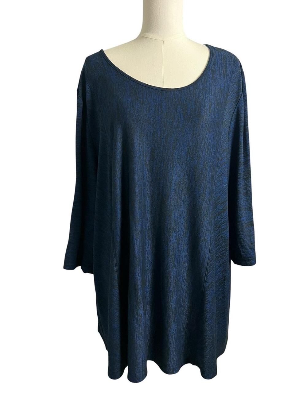 Catherines Tunic Top Womens 2X Blue Dolman Sleeve Scoop Neck Jersey